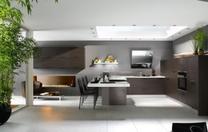 Black-and-white-modern-kitchen-with-halogen-lighting