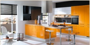 Fresh-Orange-Kitchen-Design-with-Chimney