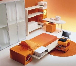 Japanese-Style-Modern-Kids-Bedroom-Furniture-Set-in-Orange-Color