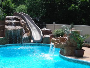 pool waterfalls slide