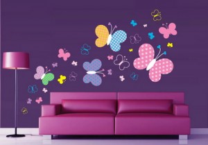 Funny-and-Colorful-Tree-Butterfly-Wall-Stickers-Decals-Art-for-Purple-Modern-Living-Room-Wall-Painting-Designs-Ideas