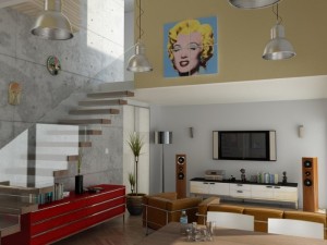 Modern-living-room-glass-balustrade-pop-art-Idea