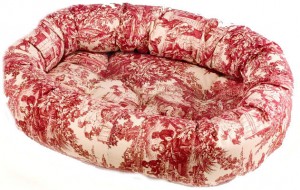 Pet Beds Bowsers Red Toile Designer Bolster Round Beds