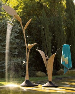 Unique outdoor shower wicker design ideas