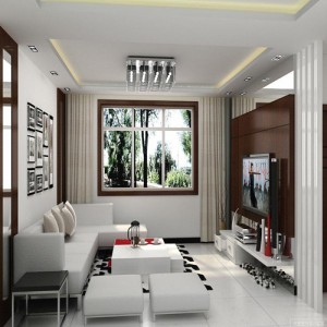 White-wall-and-sofa-and-floor-combined-with-light-brown-curtain-and-dark-brown-room-devider-in-a-modern-design-living-room