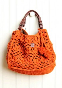 fresh persimmon crochet shoulder purse by zl-f88051