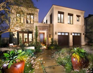 Contemporary Home with Patio by Front Door
