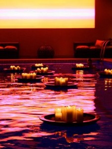 candles on pool