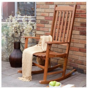 cool-classic-wooden-rocking-chair-with-cream-scarf-wall-bricks-design-unique