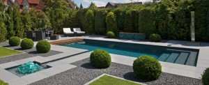 swimming pool in modern garden