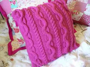 Birthday and cable knit cushion 009