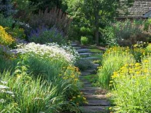picturesque-secret-garden-design-stone-path-variety-of-plants
