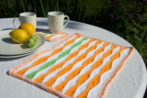 Summer-Waves-Placemat-and-Coaster-on-table