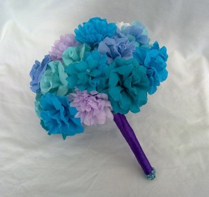 Blue paper flower wedding bouquet 4