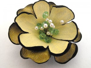 Flower_brooch_pin__Leather_by_julishland