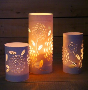 lit up paper lantern candle holder