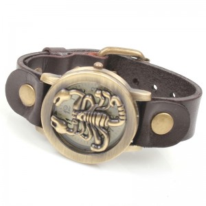 Vintage_scorpion_leather_watch_bracelet_black_brand