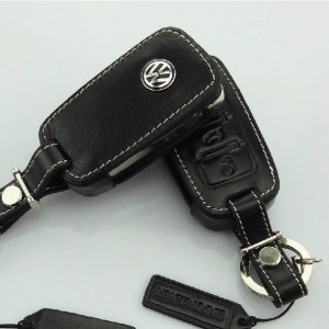 VW-Black-Genuine-Cowhide-Leather-Key-Cover-and-Key-Ring-For-Volkswagen-Sagitar-Tiguan-Passat-Lavida